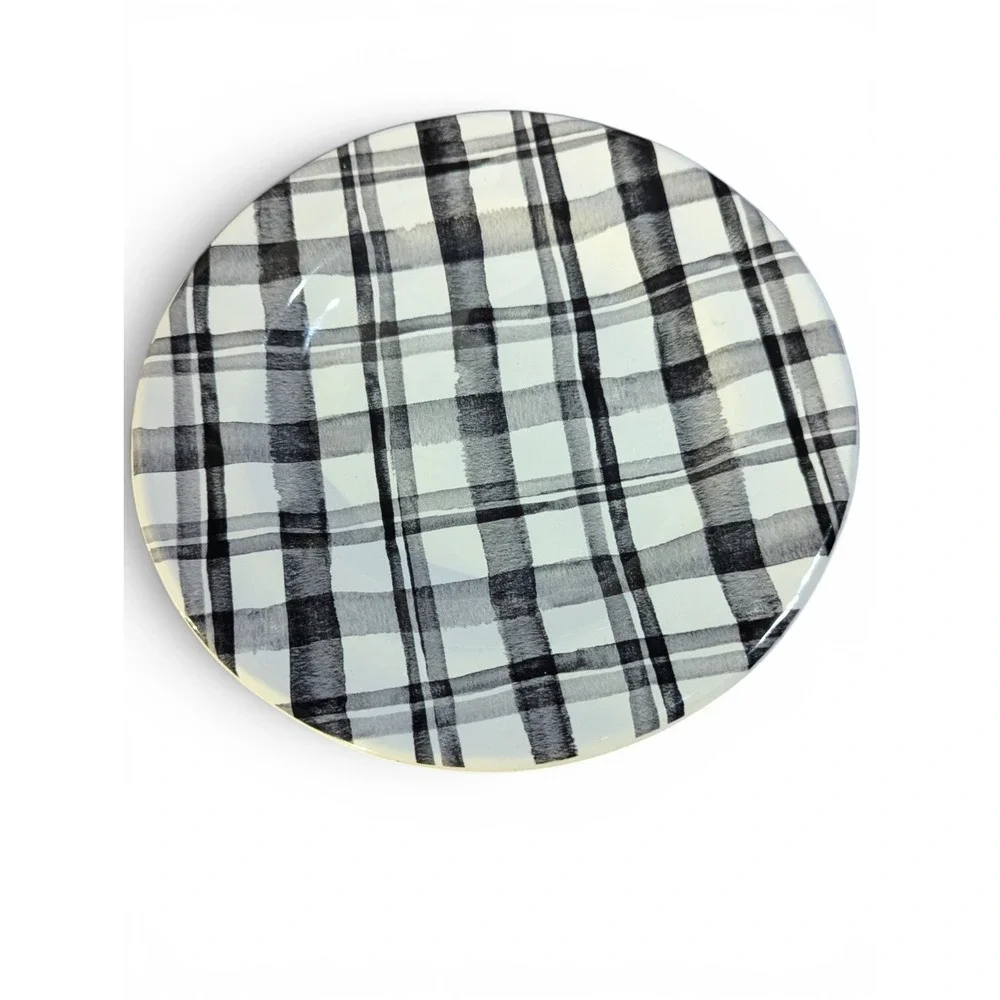 Buffalo Plaid Set Of 4 Vintage Pier 1 Salad Plates Ironstone